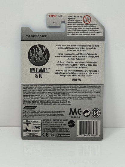 Hot Wheels Flames 1968 Dodge Dart Zamac 1:64 Diecast