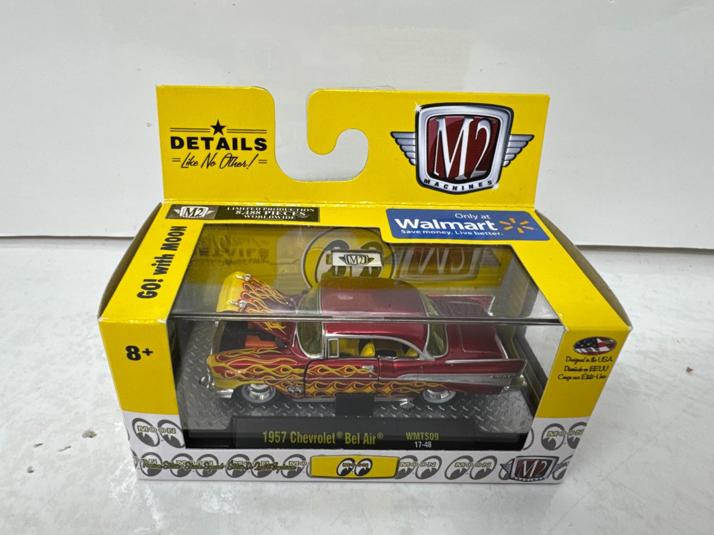 M2 Machines 1957 Chevrolet Bel Air Moon Eyes Flames 1:64 Diecast