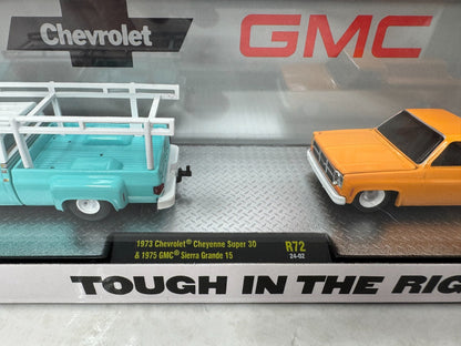 M2 Machines 1973 Chevrolet Cheyenne Super 30 & GMC Sierra Grande 15 1:64 Diecast