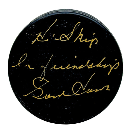Gordie Howe Signed NHL Autograph Puck Gold Auto