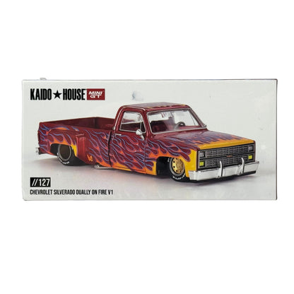 Kaido House Chevrolet Silverado Dually On Fire V1 1:64 Diecast