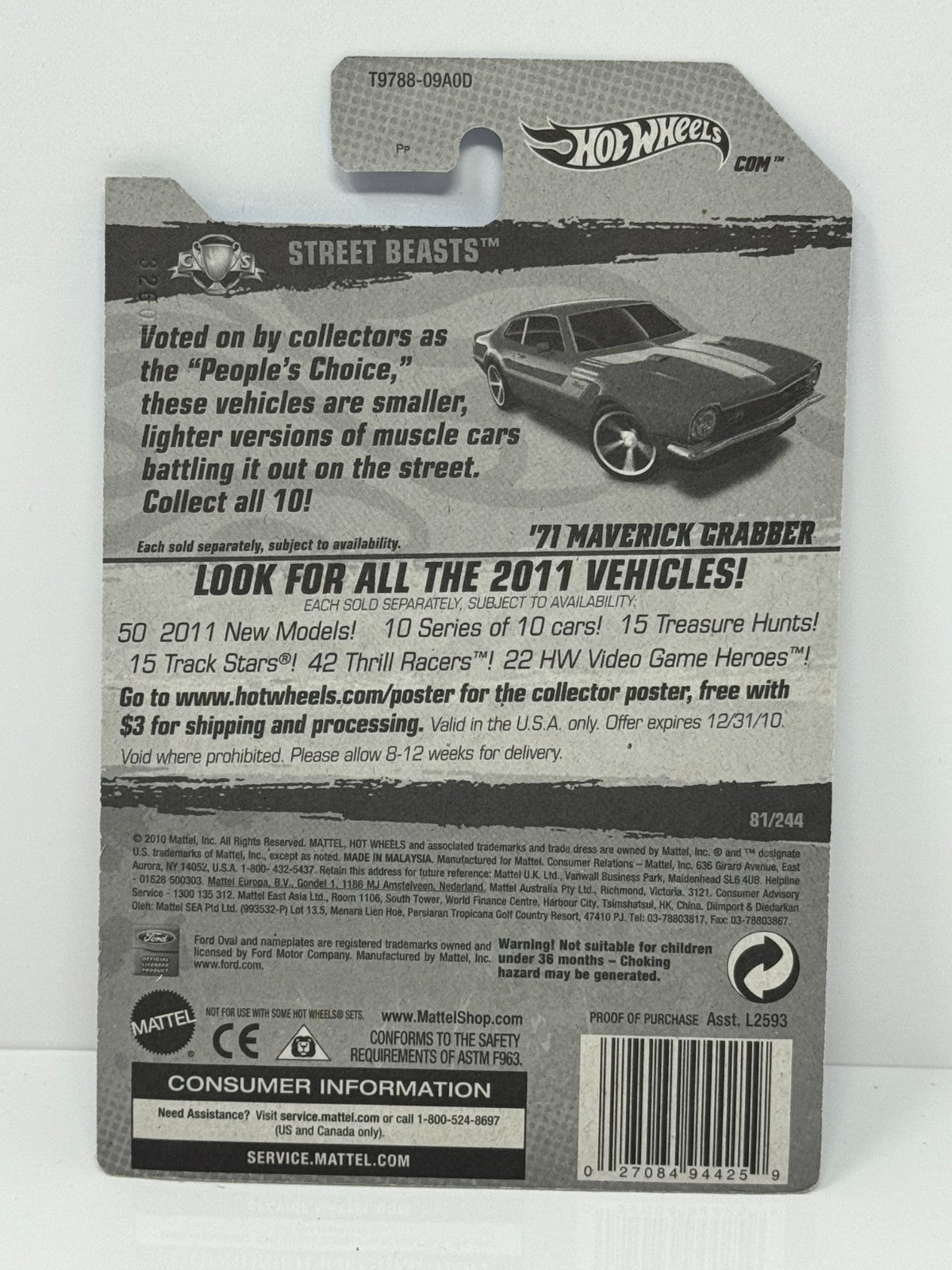 Hot Wheels Street Beasts 1971 Maverick Grabber 1:64 Diecast Factory Sealed