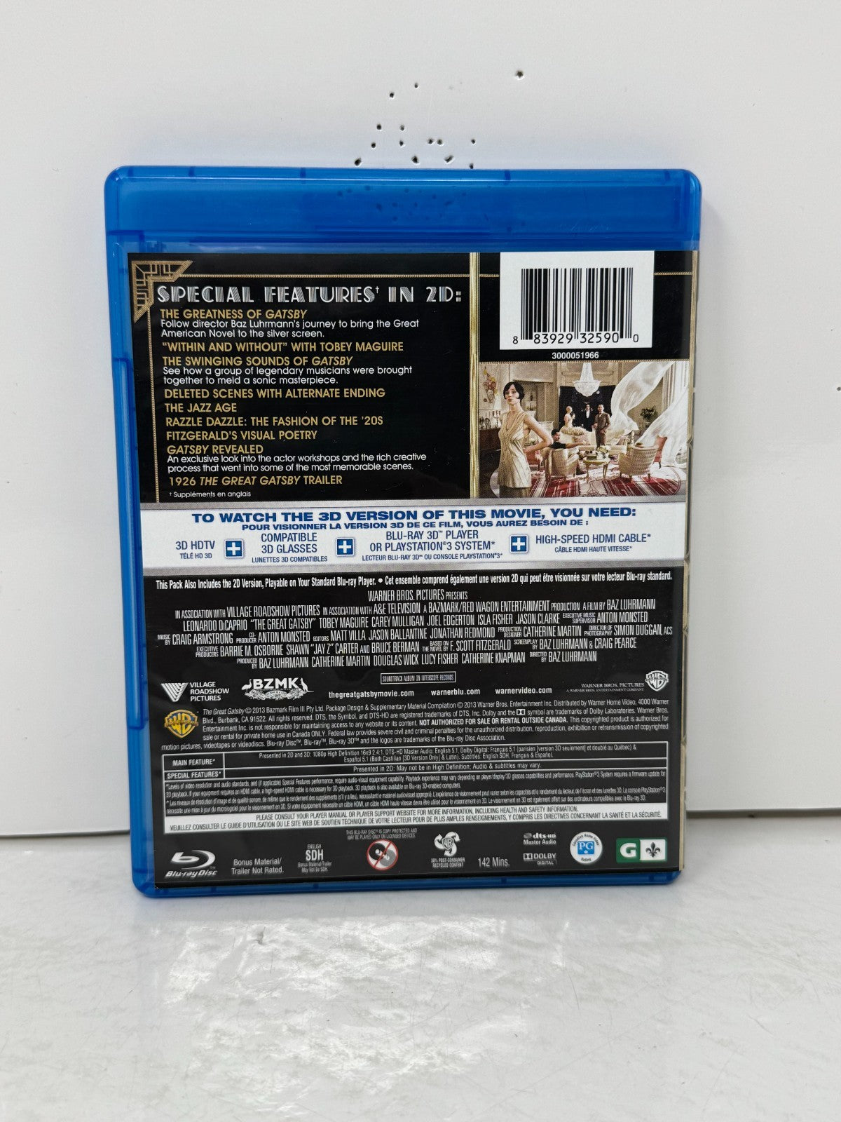 The Great Gatsby (3D Blu-ray) Leonardo DiCaprio Drama Romance Classic