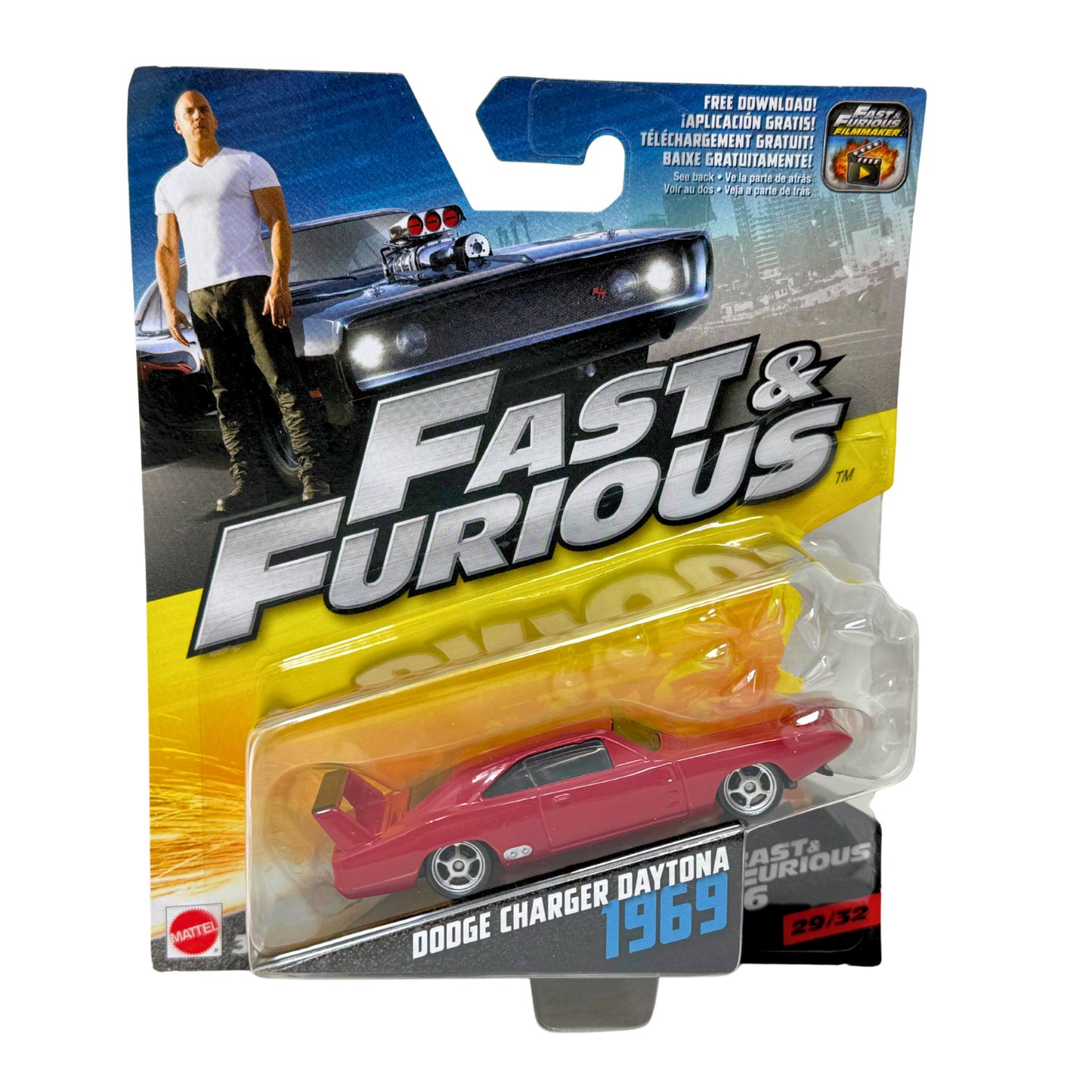 Mattel Fast & Furious 1969 Dodge Charger Daytona 1:55 Diecast