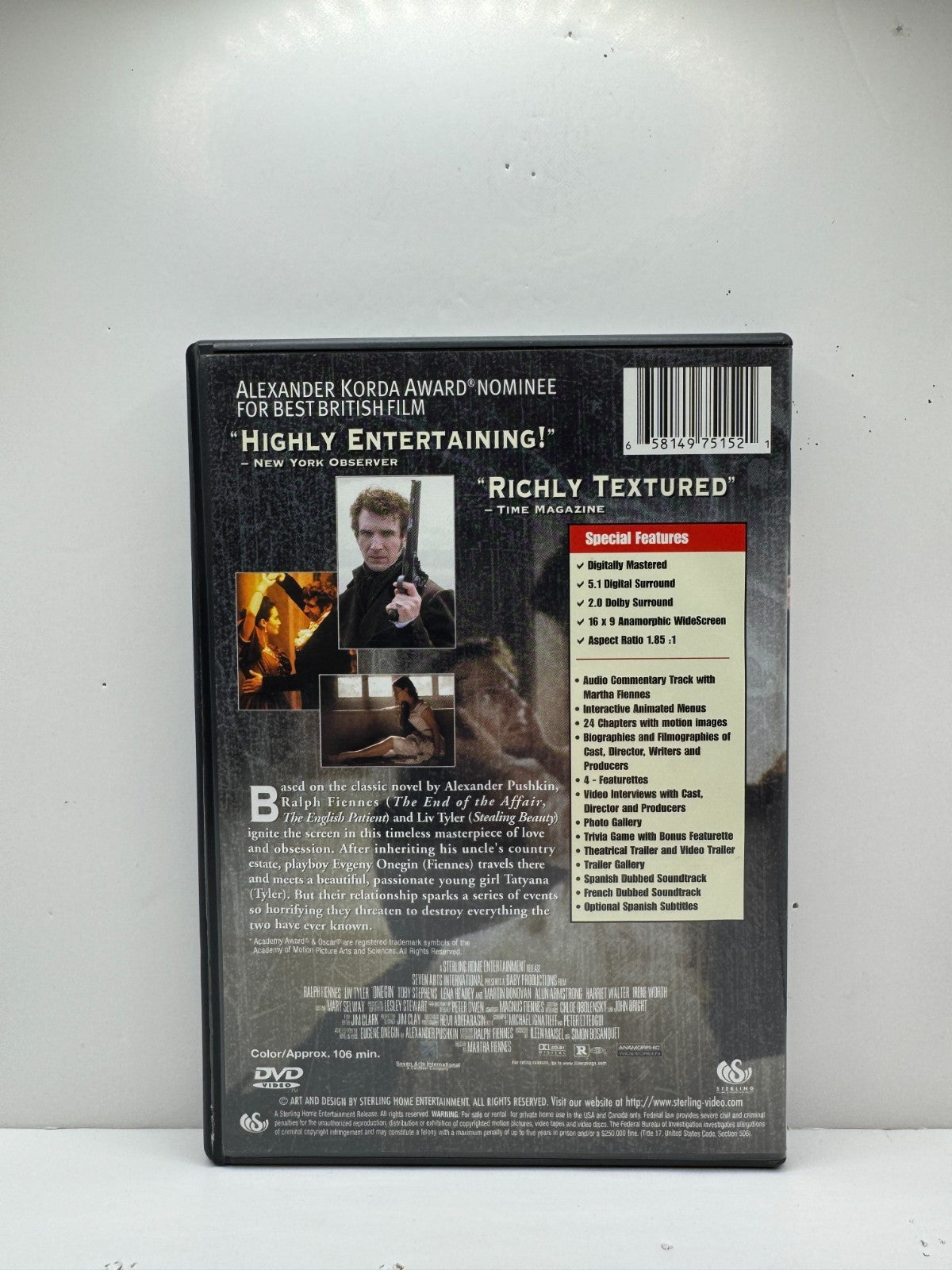 Onegin (DVD) Ralph Fiennes Drama