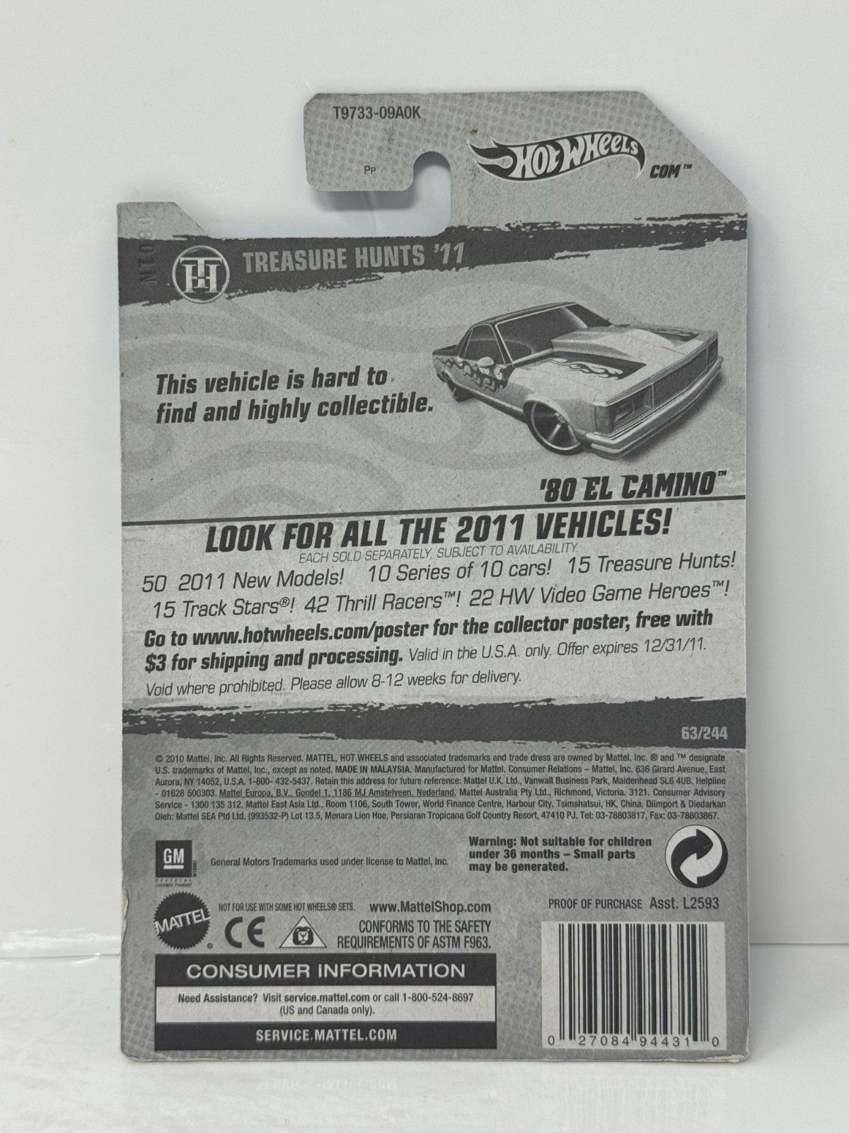 Hot Wheels Treasure Hunt 1980 Chevrolet El Camino 1:64 Diecast