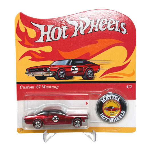 Hot Wheels 50th Anniversary Custom 1967 Ford Mustang 1:64 Diecast w/ Button