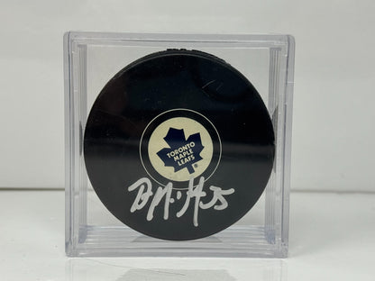 Drew MacIntyre Toronto Maple Leafs Signed NHL Autograph Puck Silver Auto