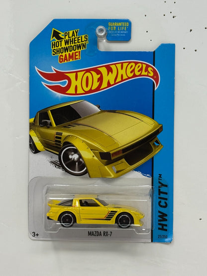 Hot Wheels City Mazda RX-7 1:64 Diecast Yellow