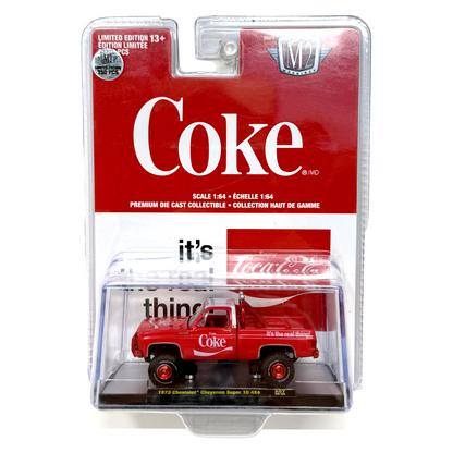 M2 Machines Coca-Cola 1973 Chevrolet Cheyenne Super 10 4x4 CHASE 1:64 Diecast