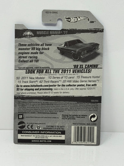 Hot Wheels Muscle Mania '11 1968 Chevy El Camino 1:64 Diecast Factory Sealed