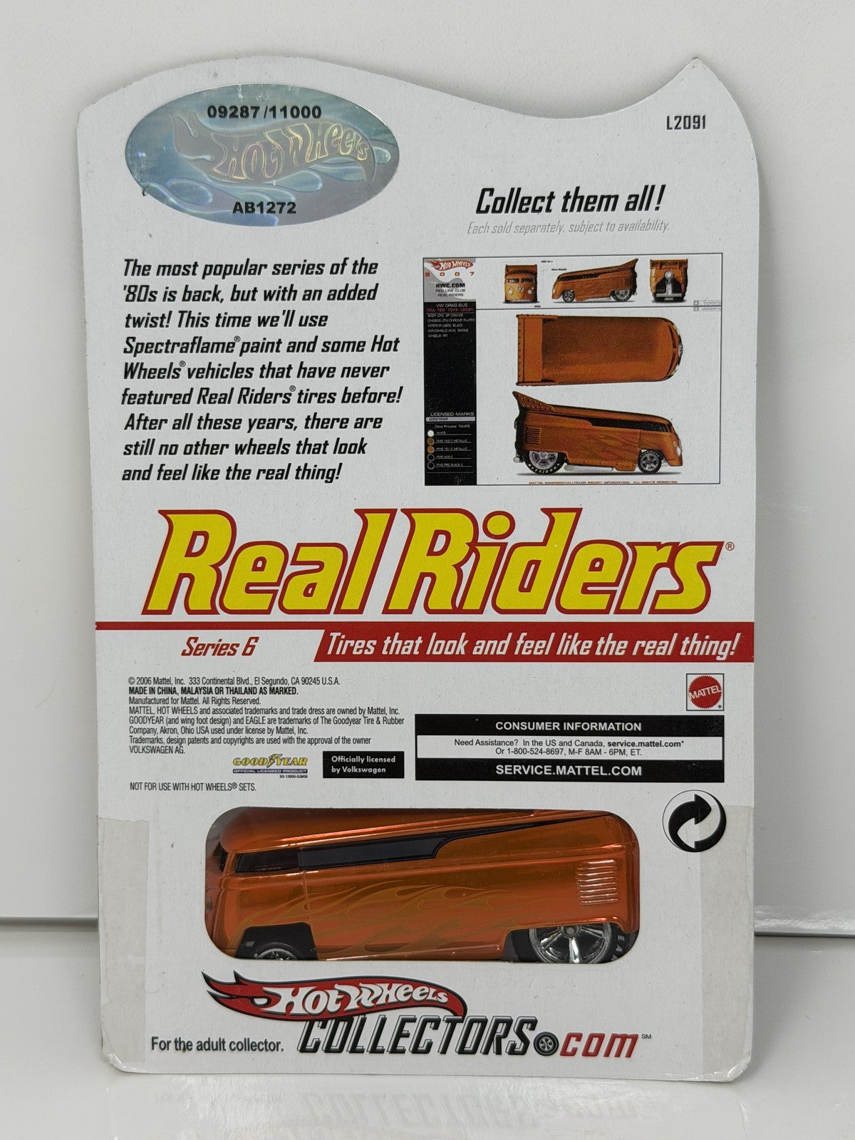 Hot Wheels Real Riders Series 6 Volkswagen Drag Bus 1:64 Diecast 9287/11000
