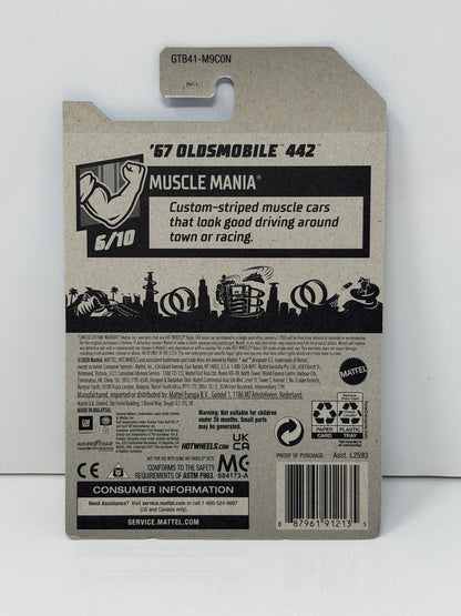 Hot Wheels Muscle Mania 1967 Oldsmobile 442 1:64 Diecast Gulf U.S. Card