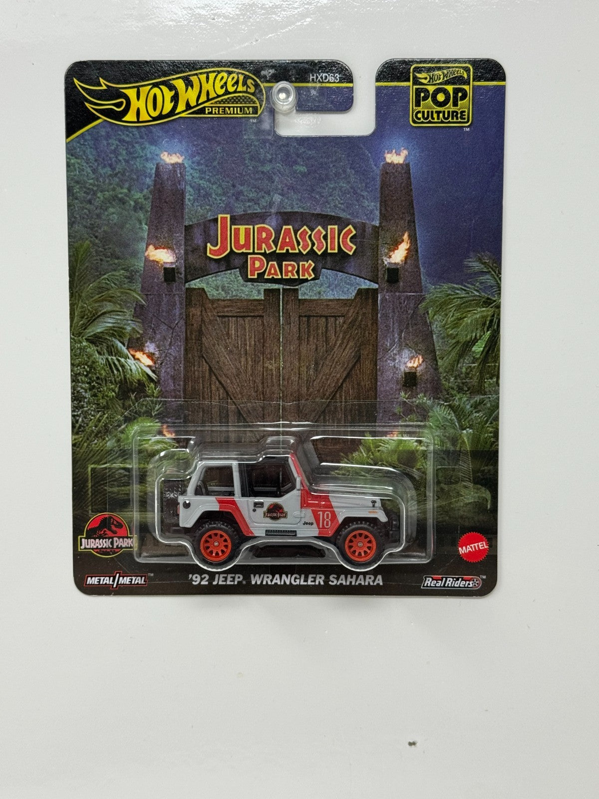 Hot Wheels Premium Jurassic Park 1992 Jeep Wrangler Sahara 1:64 Diecast