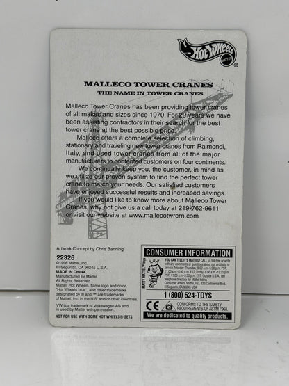 Hot Wheels Malleco Tower Cranes High Rise Express VW Drag Bus 1:64 Diecast