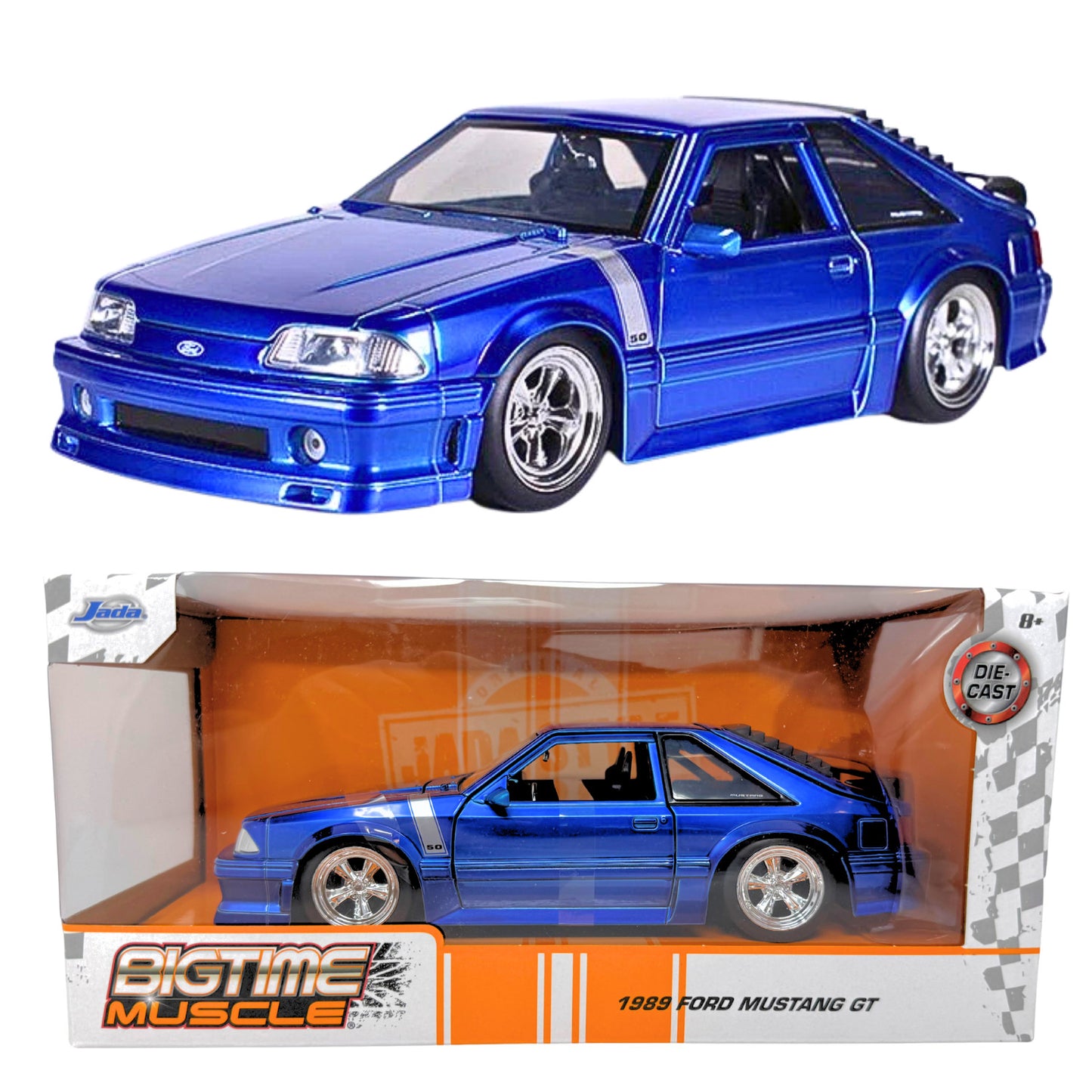 Jada Bigtime Muscle 1989 Ford Mustang GT Blue MiJo Exclusive 1:24 Diecast