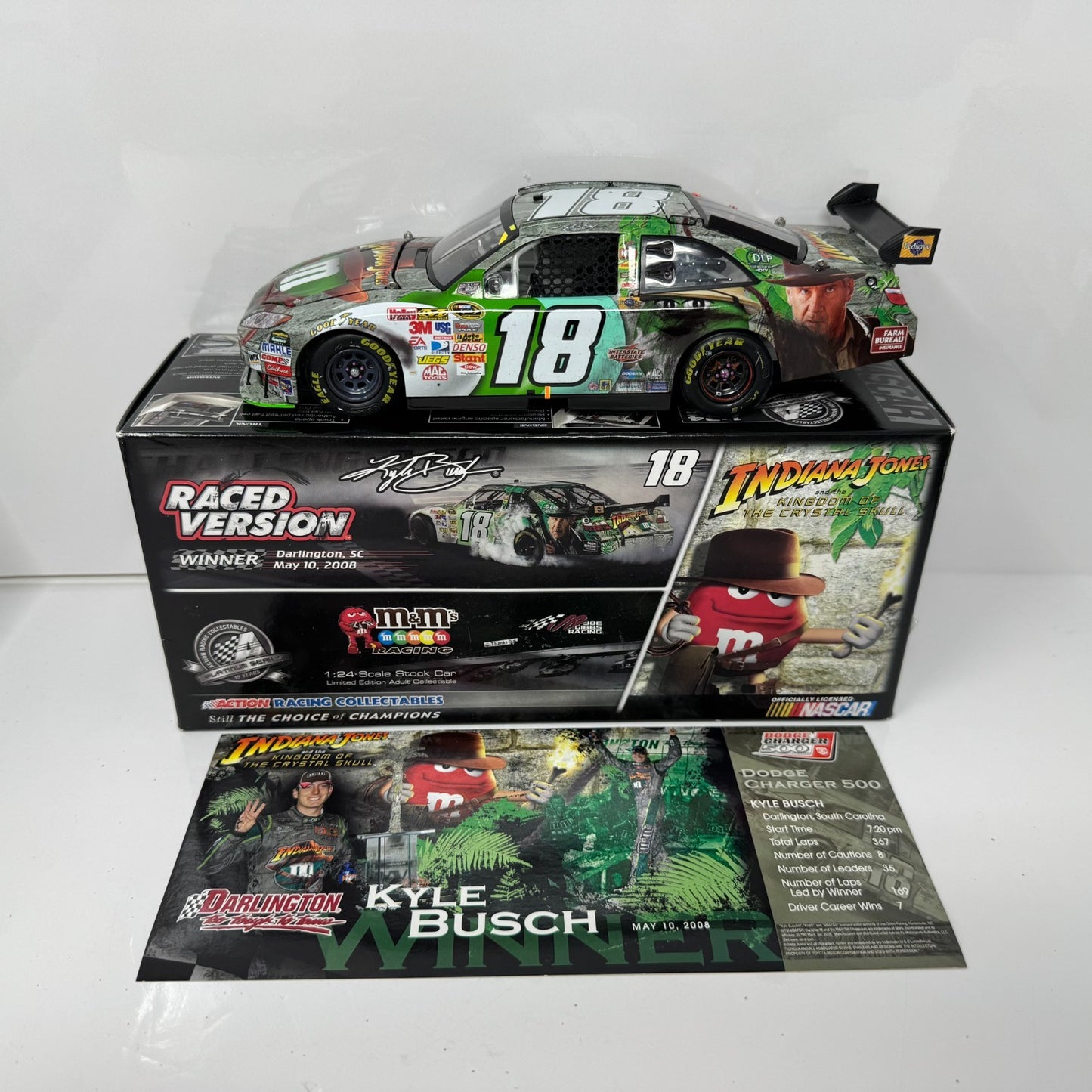 Action NASCAR #18 Kyle Busch M&M's Indiana Jones Darlington Win 1:24 Diecast