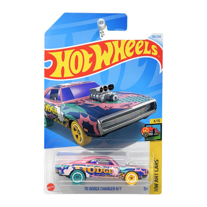 Hot Wheels Art Cars 1970 Dodge Charger RT 1:64 Diecast Aqua Yellow