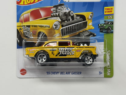 Hot Wheels HW Gassers 1955 Chevy Bel Air Gasser Yellow 1:64 Diecast Short Card