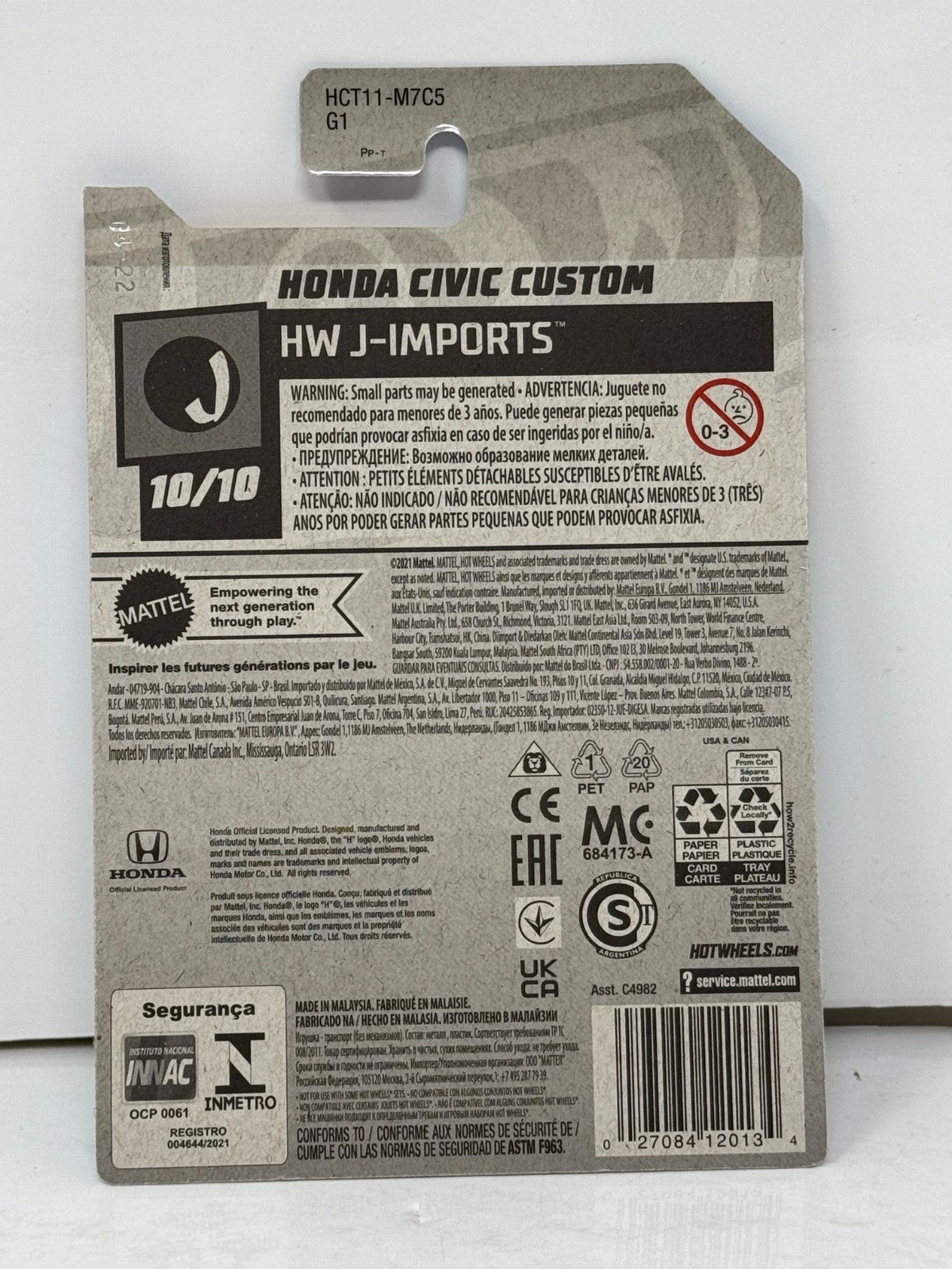Hot Wheels HW J-Imports Honda Civic Custom JDM 1:64 Diecast
