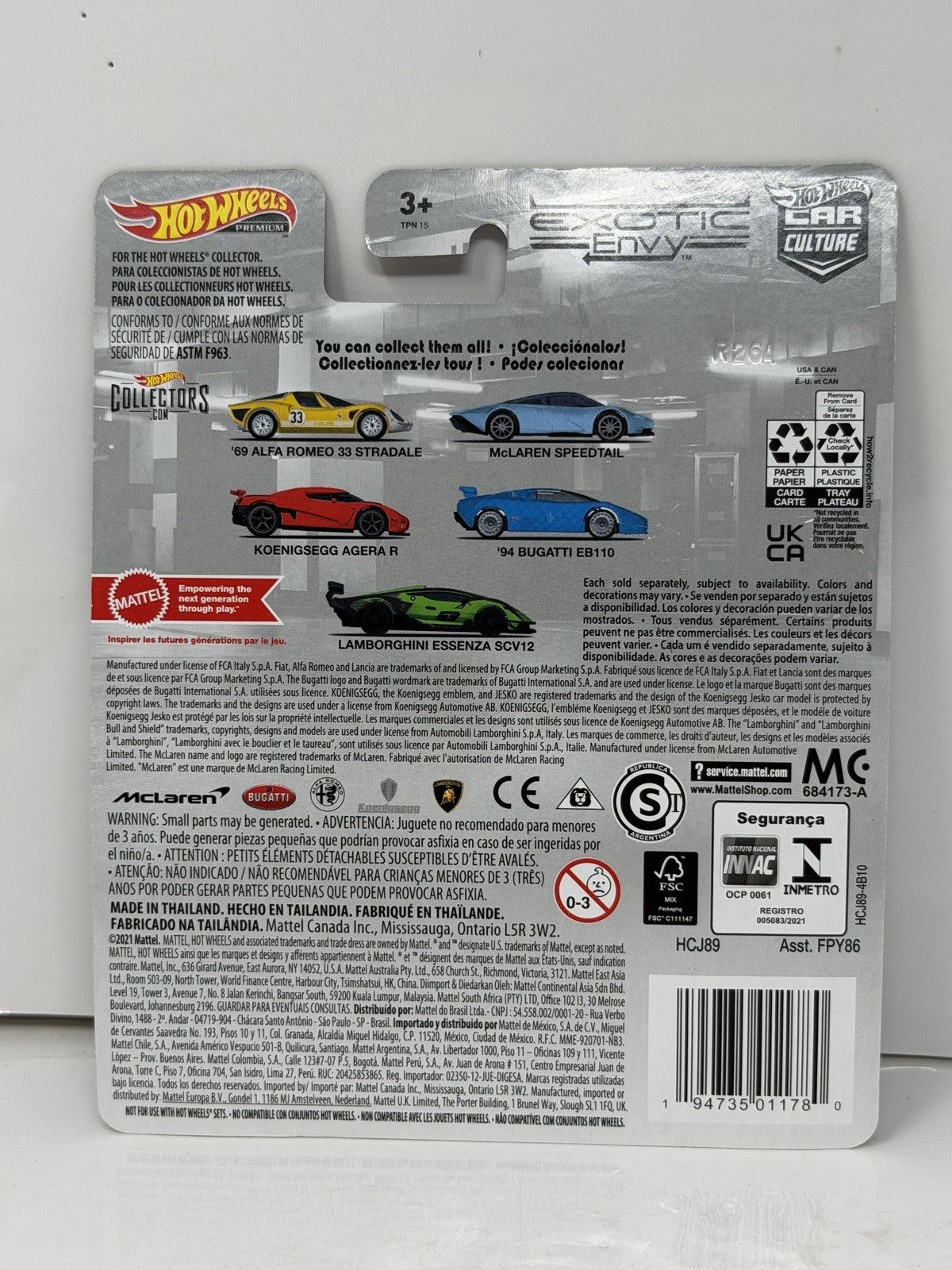 Hot Wheels Premium Exotic Envy 1994 Bugatti EB110 1:64 Diecast