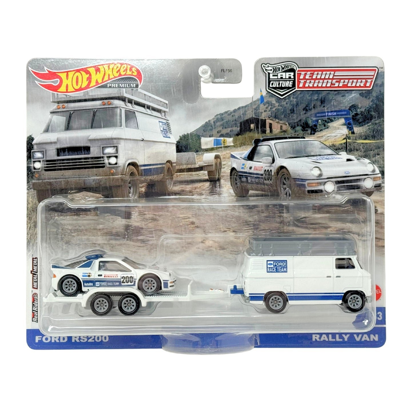 Hot Wheels Premium Team Transport #33 Ford RS200 & Rally Van 1:64 Diecast