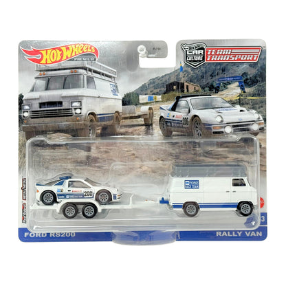 Hot Wheels Premium Team Transport #33 Ford RS200 & Rally Van 1:64 Diecast
