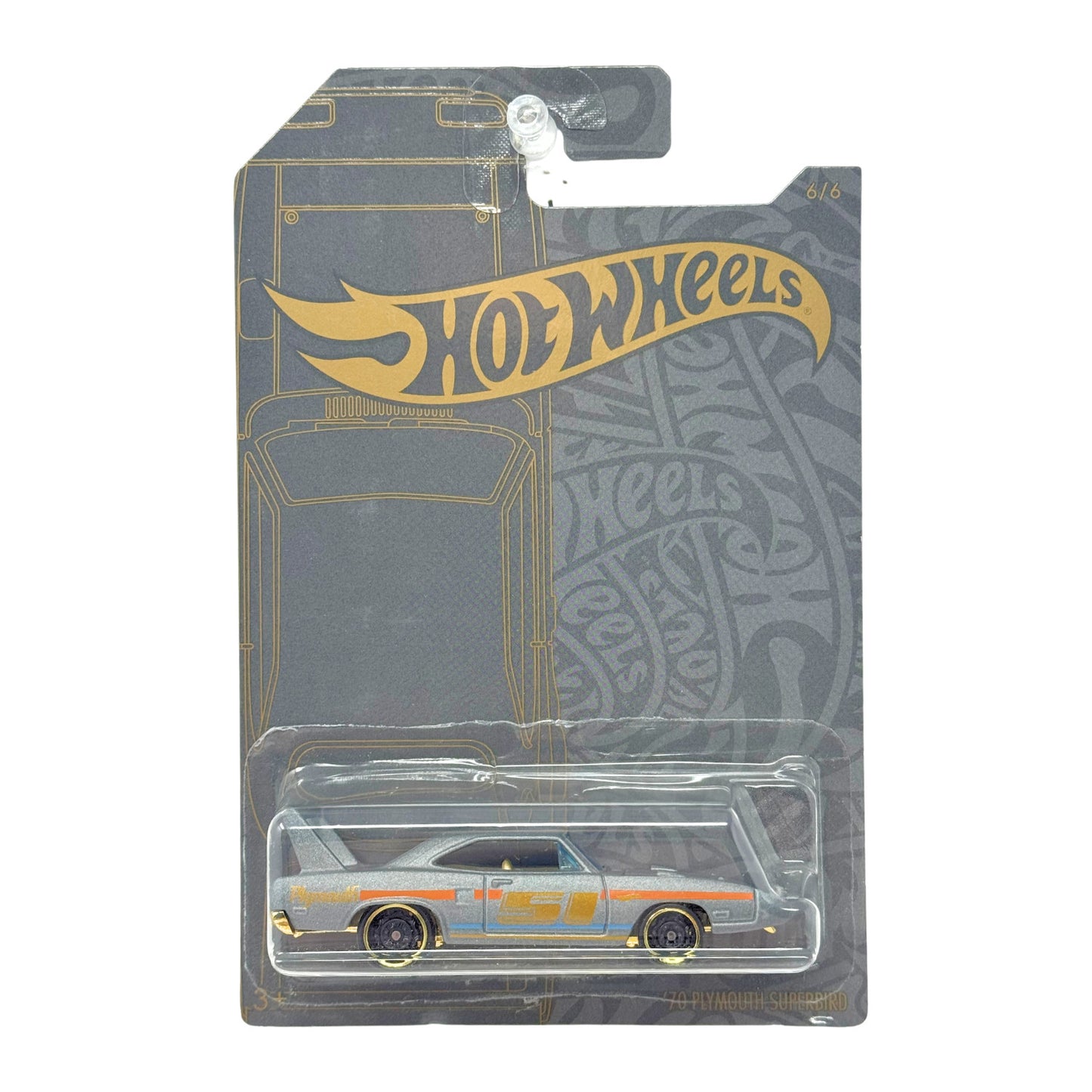 Hot Wheels Black & Gold 1970 Plymouth Superbird 1:64 Diecast Gray