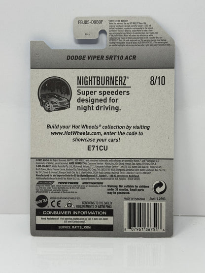 Hot Wheels Nightburnerz Dodge Viper SRT10 ACR 1:64 Diecast Black
