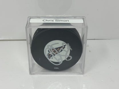 Chris Simon Washington Capitals Signed NHL Autograph Puck Silver Auto