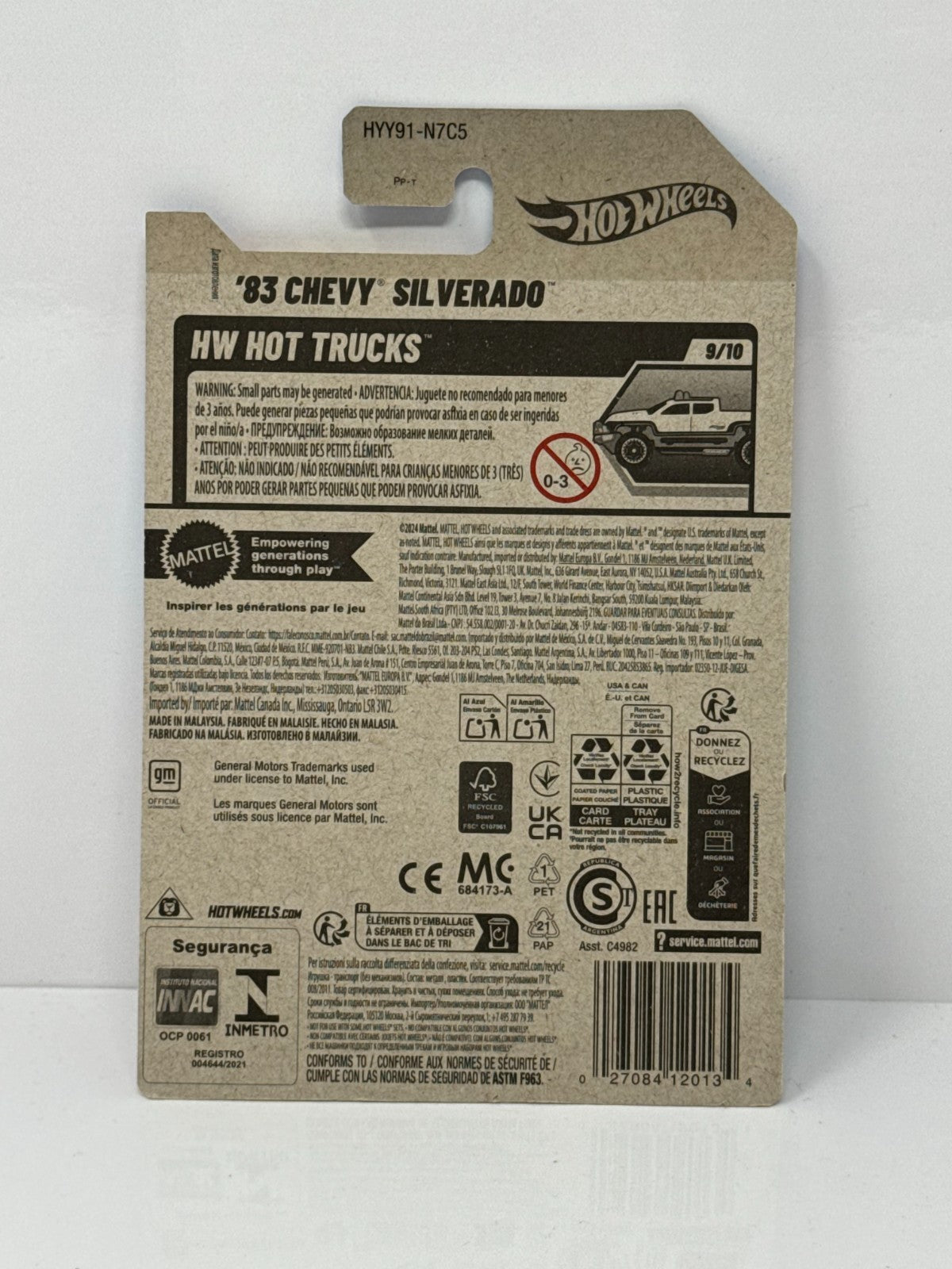 Hot Wheels HW Hot Trucks 1983 Chevy Silverado Light Blue 1:64 Diecast