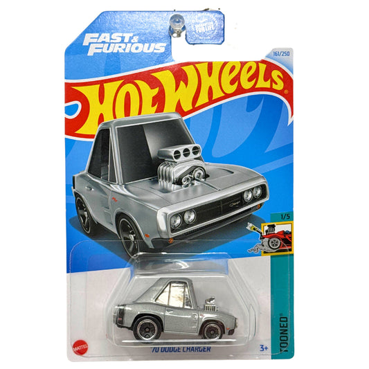 Hot Wheels Tooned 1970 Dodge Charger Fast & Furious Muscle Car 1:64 Diecast Gray