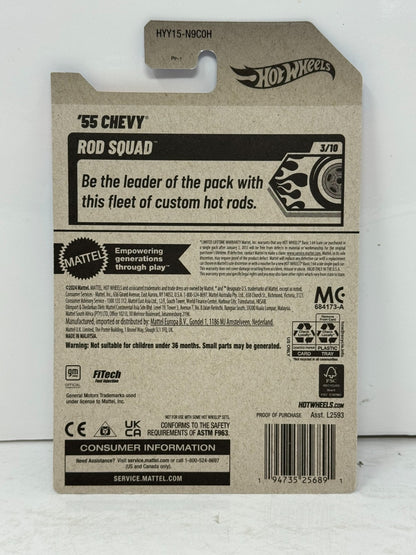 Hot Wheels Rod Squad 1955 Chevy ZAMAC 1:64 Diecast