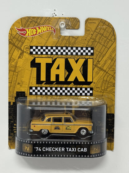 Hot Wheels Retro Entrtainment Taxi 1974 Checker Taxi Cab 1:64 Diecast Yellow