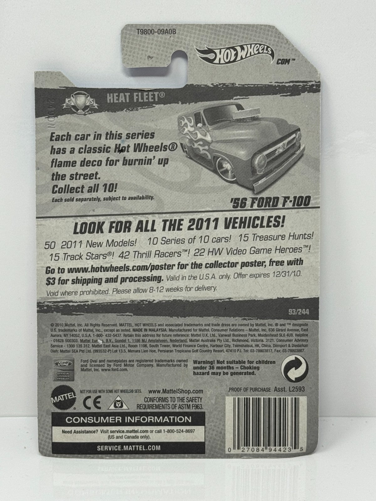 Hot Wheels Heat Fleet 1956 Ford F-100 1:64 Diecast Factory Sealed