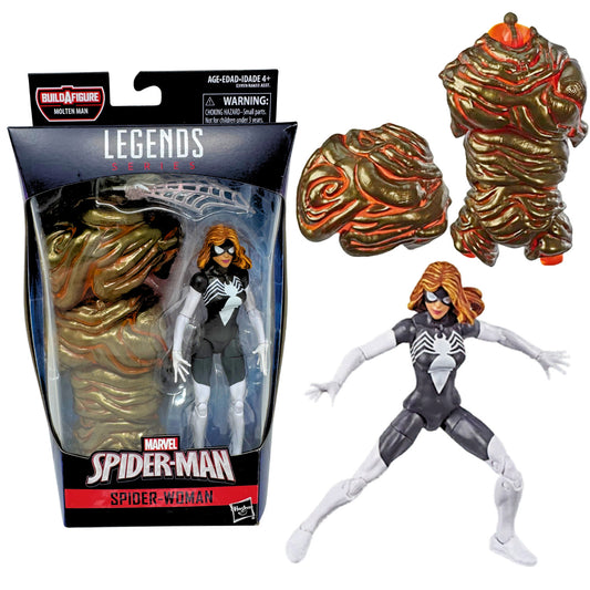Marvel Legends Spider-Man Spider-Woman Action Figure w/ Molten Man BAF Piece