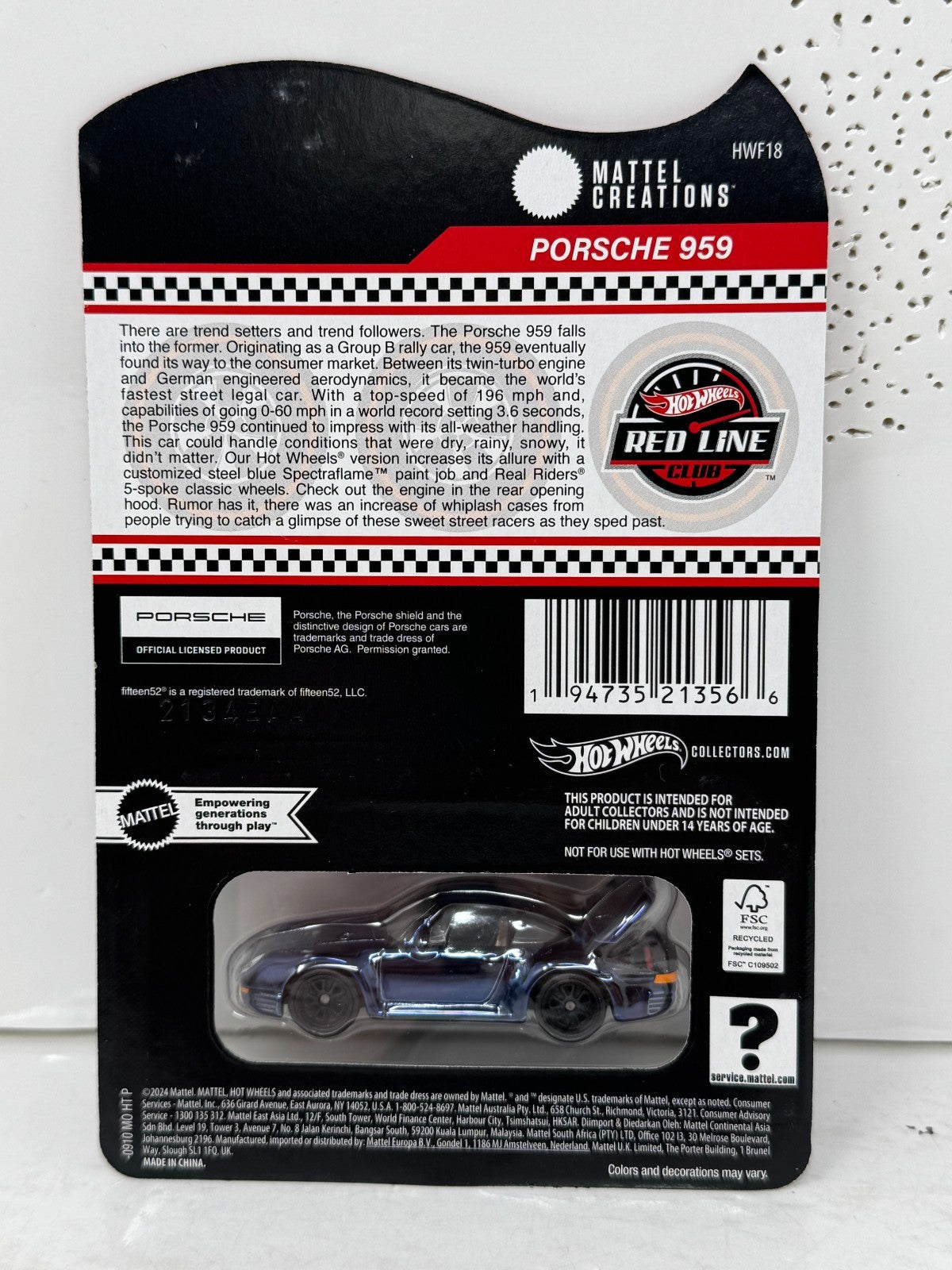 Hot Wheels RLC Red Line Club Porsche 959 1:64 Diecast