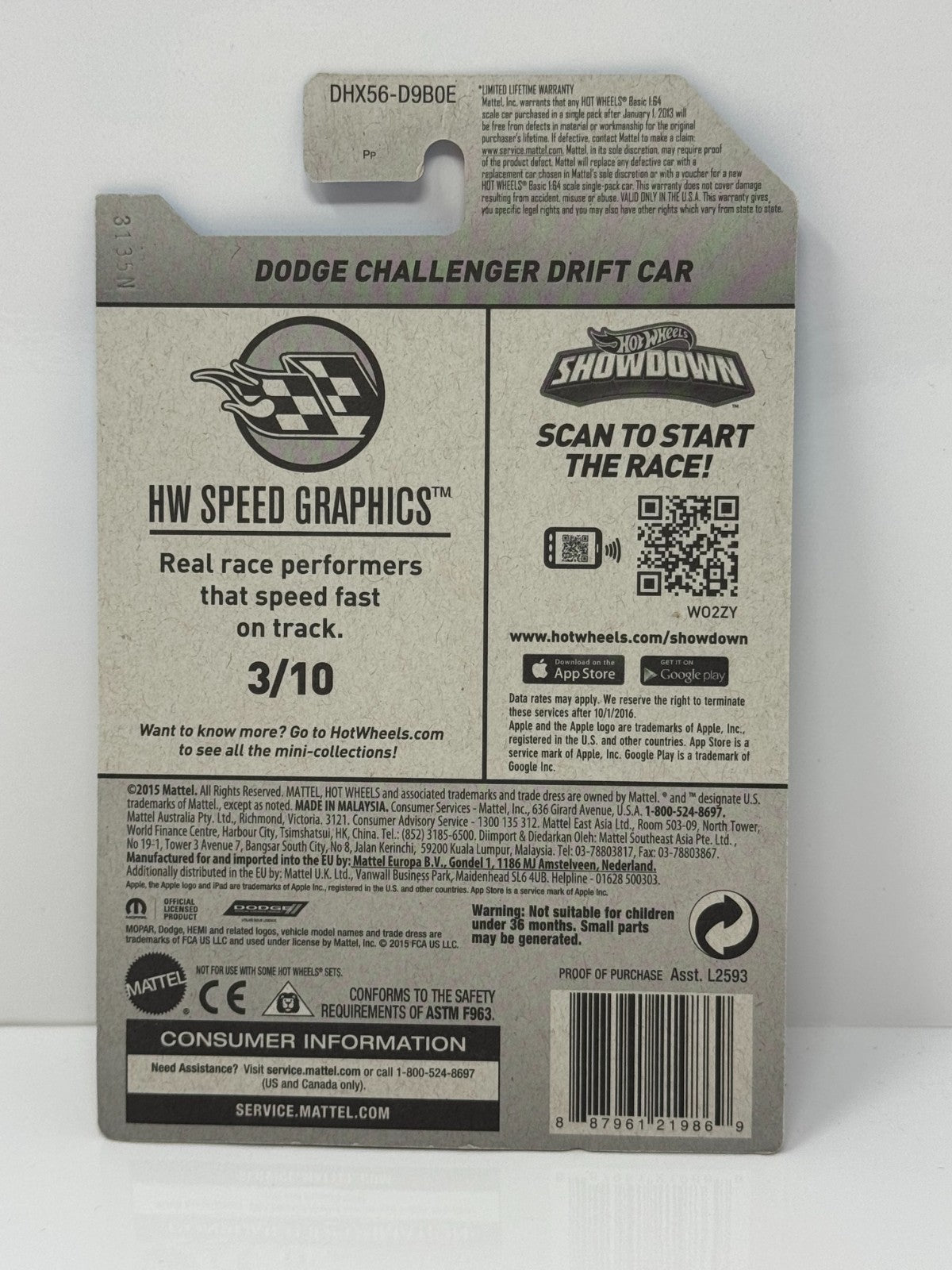 Hot Wheels Speed Graphics Dodge Challenger Drift Car 1:64 Diecast Purple Yellow