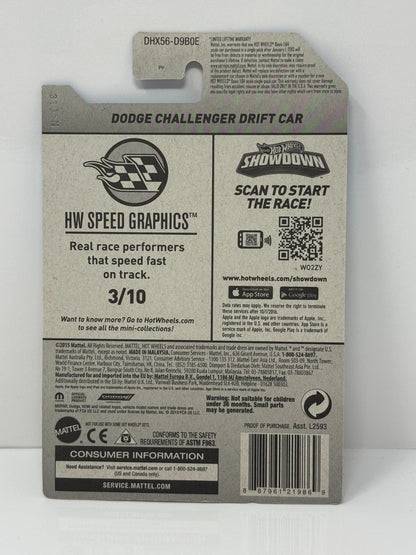 Hot Wheels Speed Graphics Dodge Challenger Drift Car 1:64 Diecast Purple Yellow