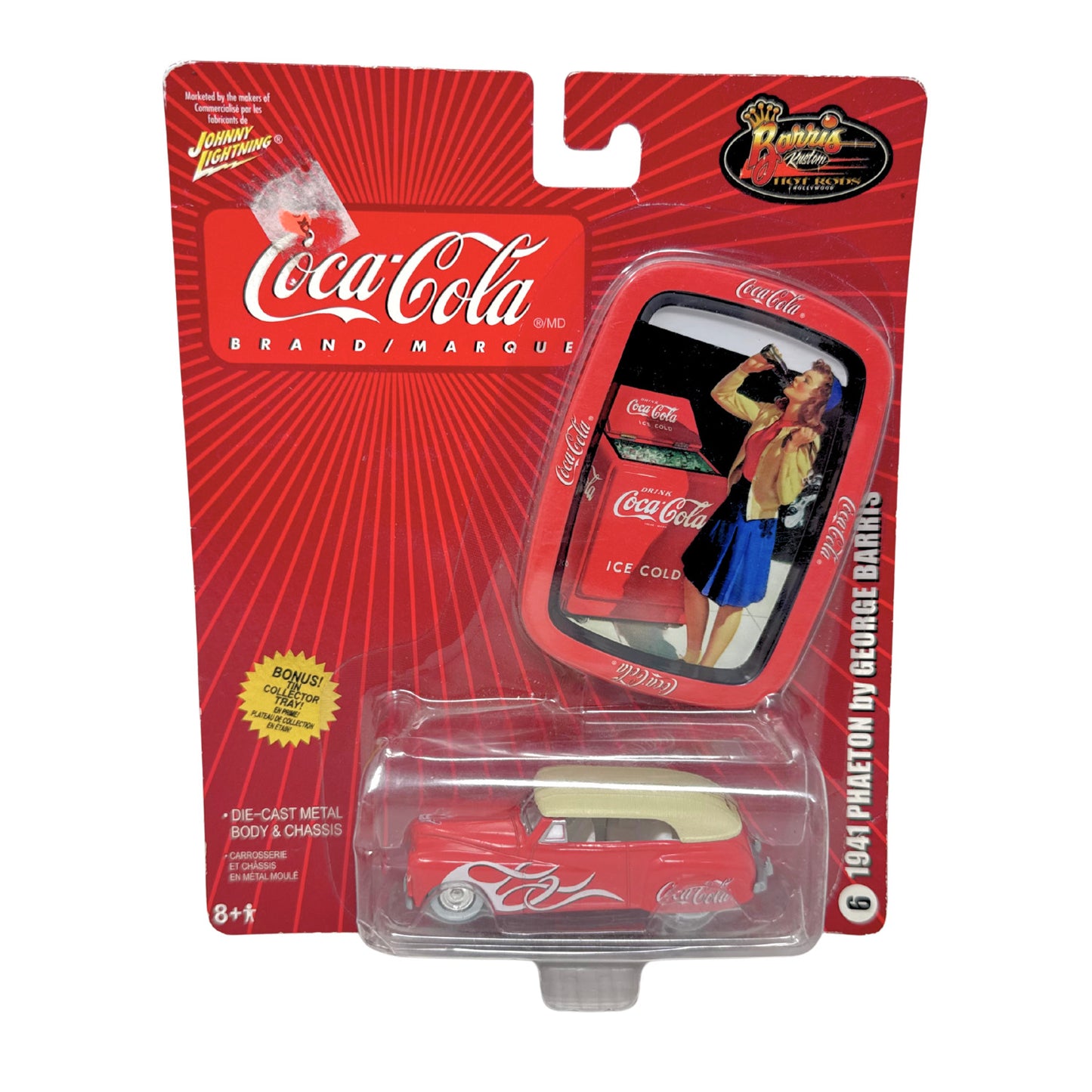 Johnny Lightning Coca-Cola 1941 Phaeton by George Barris 1:64 Diecast w/ Tray