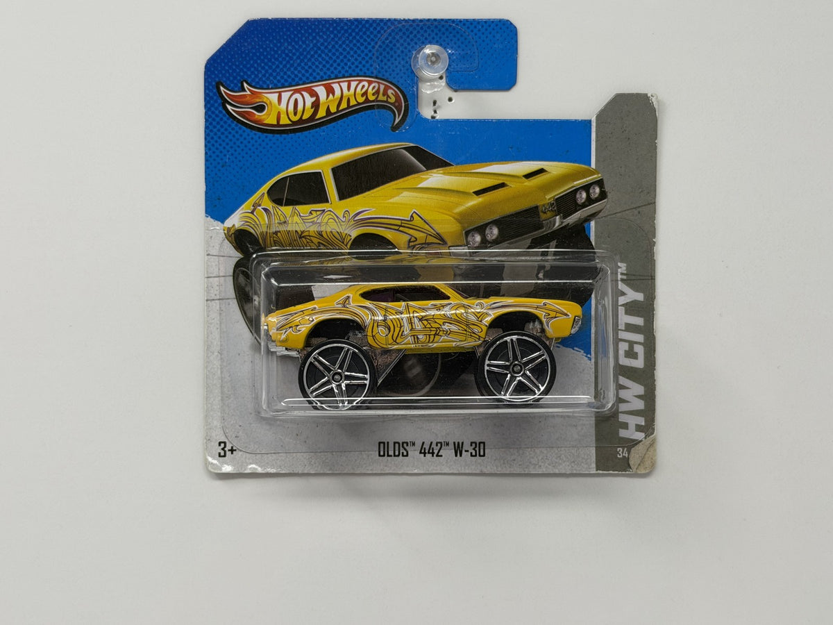 Hot Wheels HW City Olds 442 W-30 1:64 Diecast Yellow Short Card