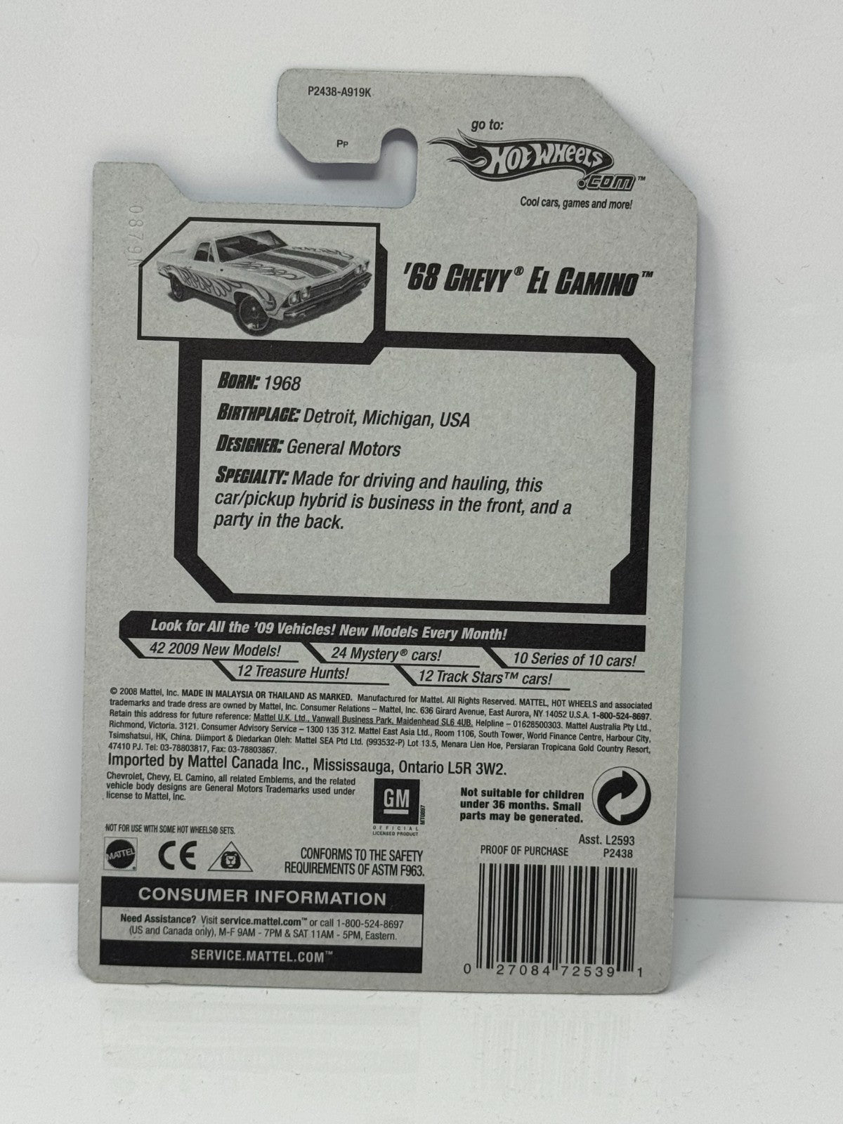 Hot Wheels Heat Fleet 1968 Chevy El Camino 1:64 Diecast Factory Sealed