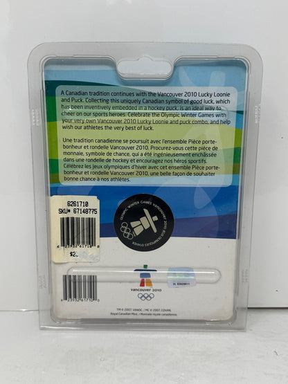 Vancouver 2010 Olympics Hockey Puck with Lucky Loonie – Canadian Mint Souvenir