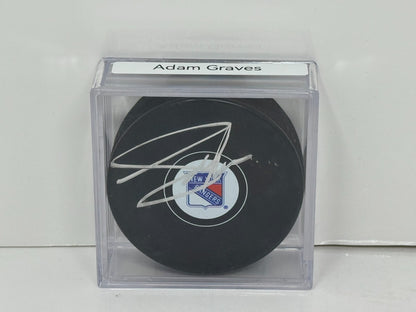 Adam Graves New York Rangers Signed NHL Autograph Puck Silver Auto