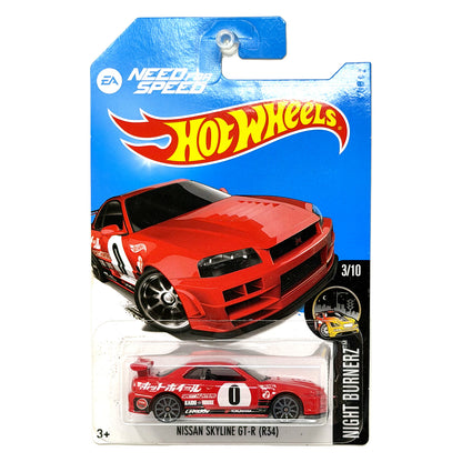Hot Wheels Need for Speed Night Burnerz Nissan Skyline GT-R R34 1:64 Diecast