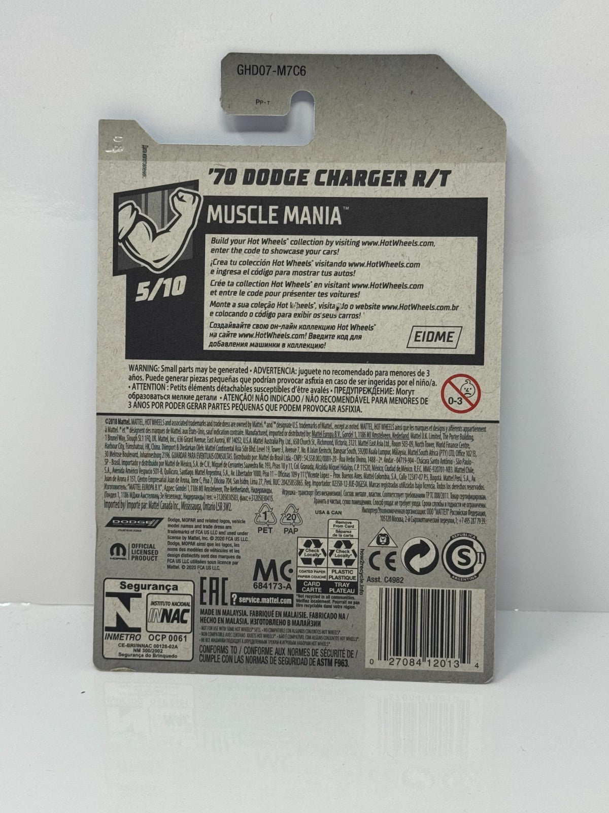 Hot Wheels Muscle Mania 1970 Dodge Charger RT 1:64 Diecast Blue
