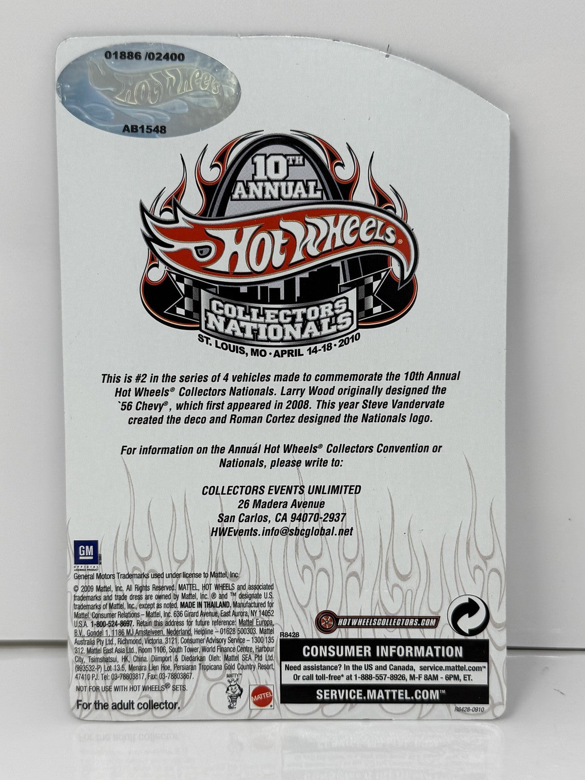 Hot Wheels 2010 10th Collectors Nationals 1956 Chevy 1:64 Diecast 1886/2400