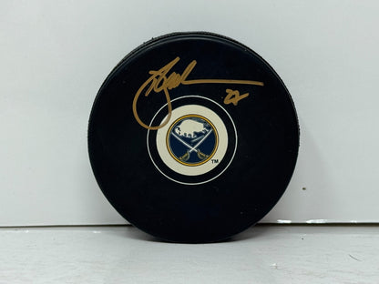 Brad May Buffalo Sabres Signed NHL Autograph Puck Gold Auto