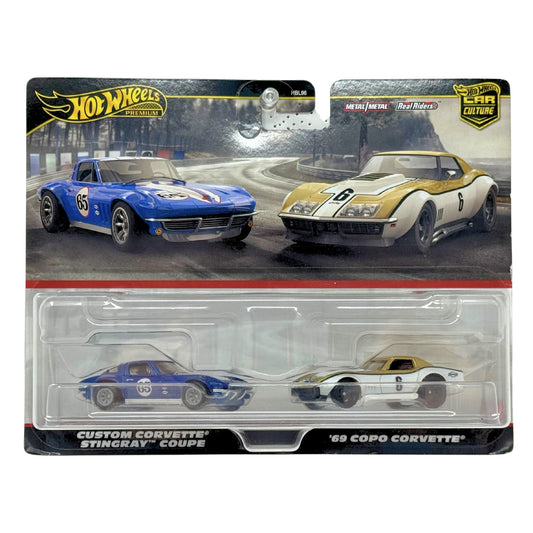 Hot Wheels Premium Corvette Stingray Coupe & COPO Corvette 2-Pack 1:64 Diecast