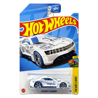 Hot Wheels HW Art Cars Custom 2011 Chevrolet Camaro 1:64 Diecast White USA Card